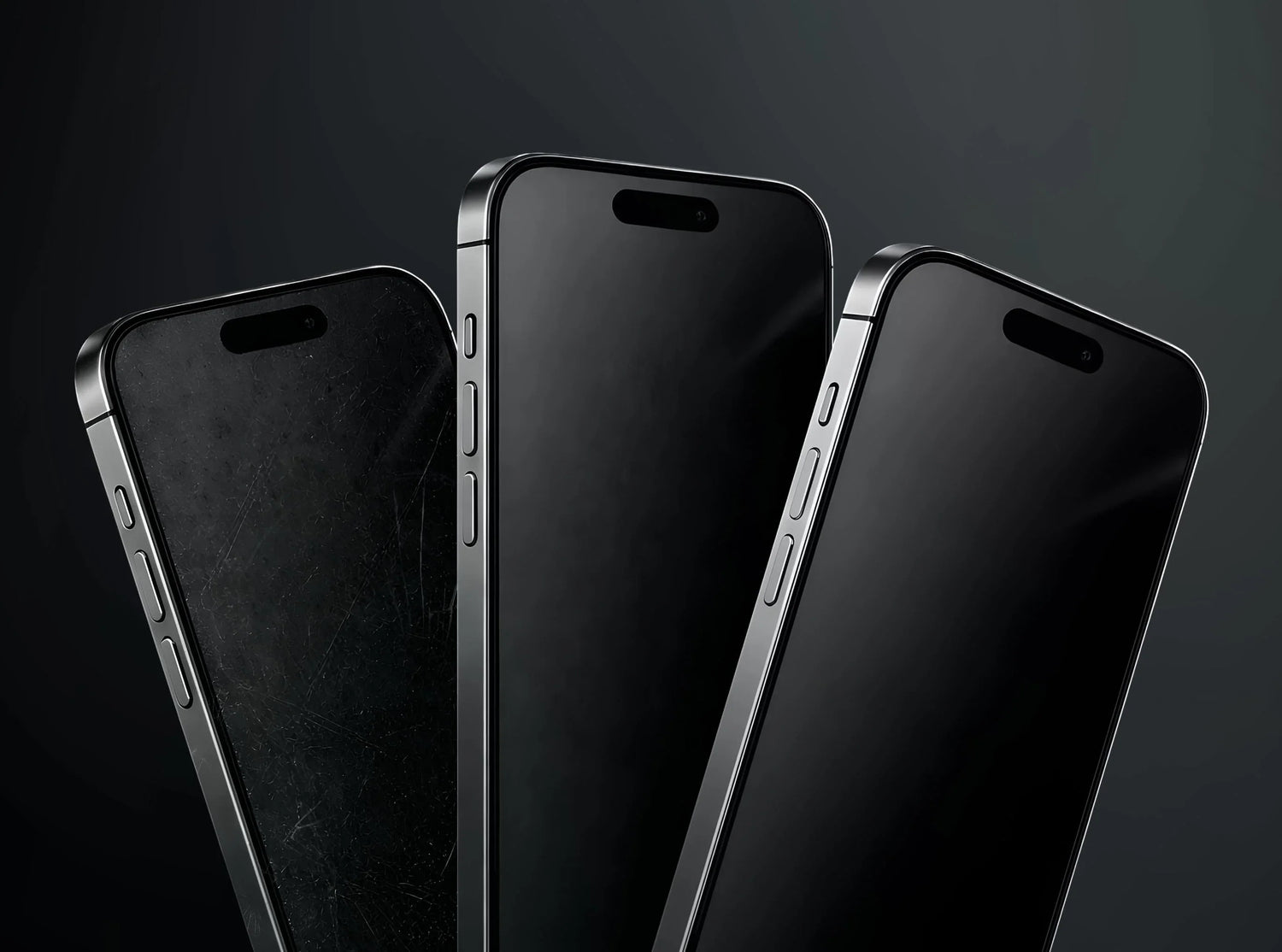 Trois iPhone côte à côte pour comparer neuf, usagé et reconditionné
