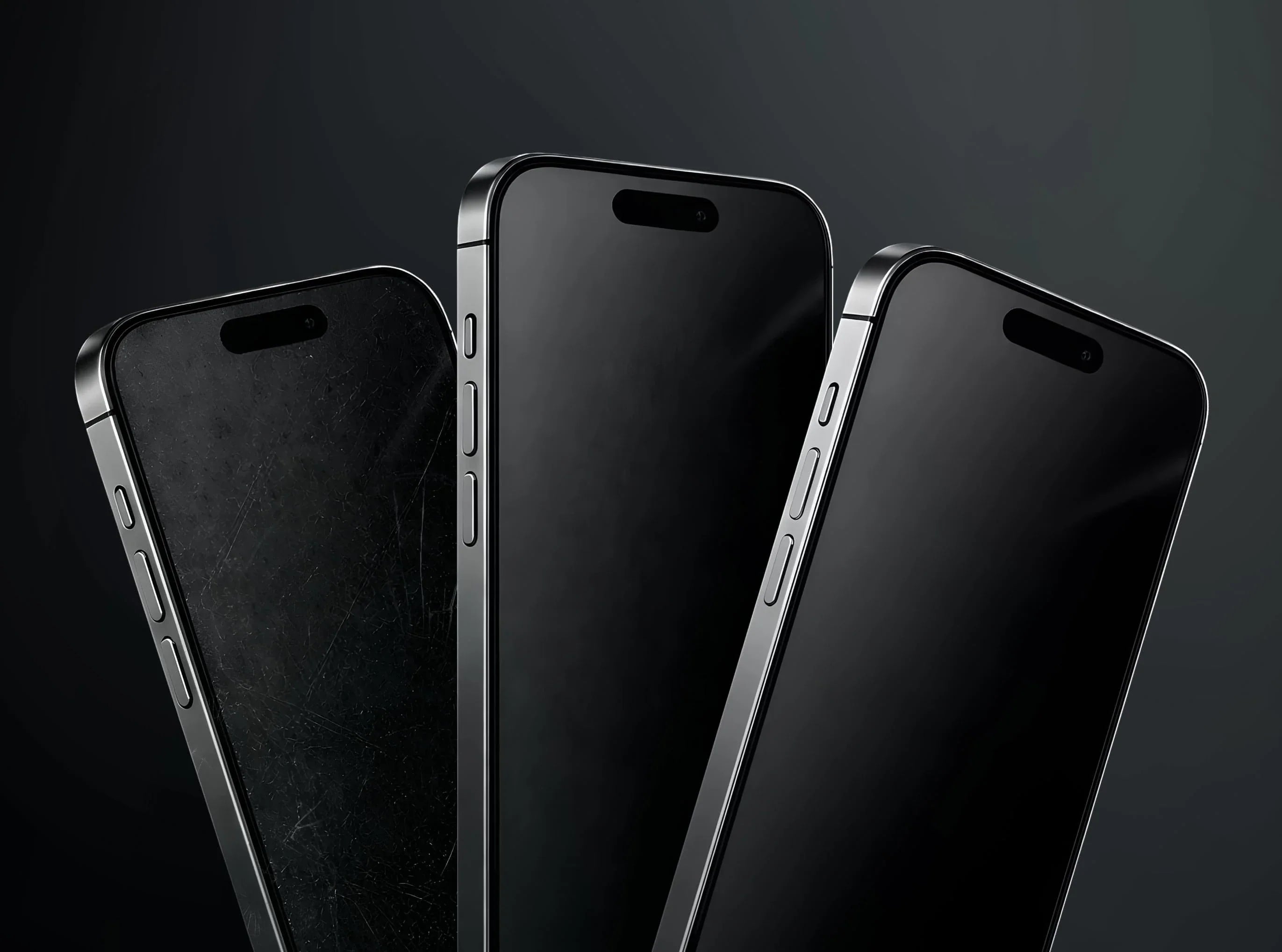 Trois iPhone côte à côte pour comparer neuf, usagé et reconditionné
